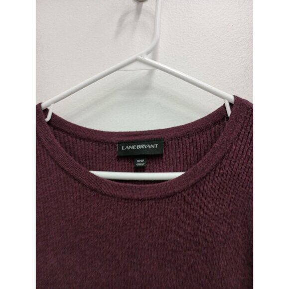 Lane Bryant Womens Peplum Sweater Size 18/20 Burgundy Bell Sleeve Pullover BOHO - Picture 2 of 10